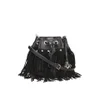 Diane von Furstenberg Women's Voyage Boho Disco Fringe Leather Bucket Bag - Black - Image 1