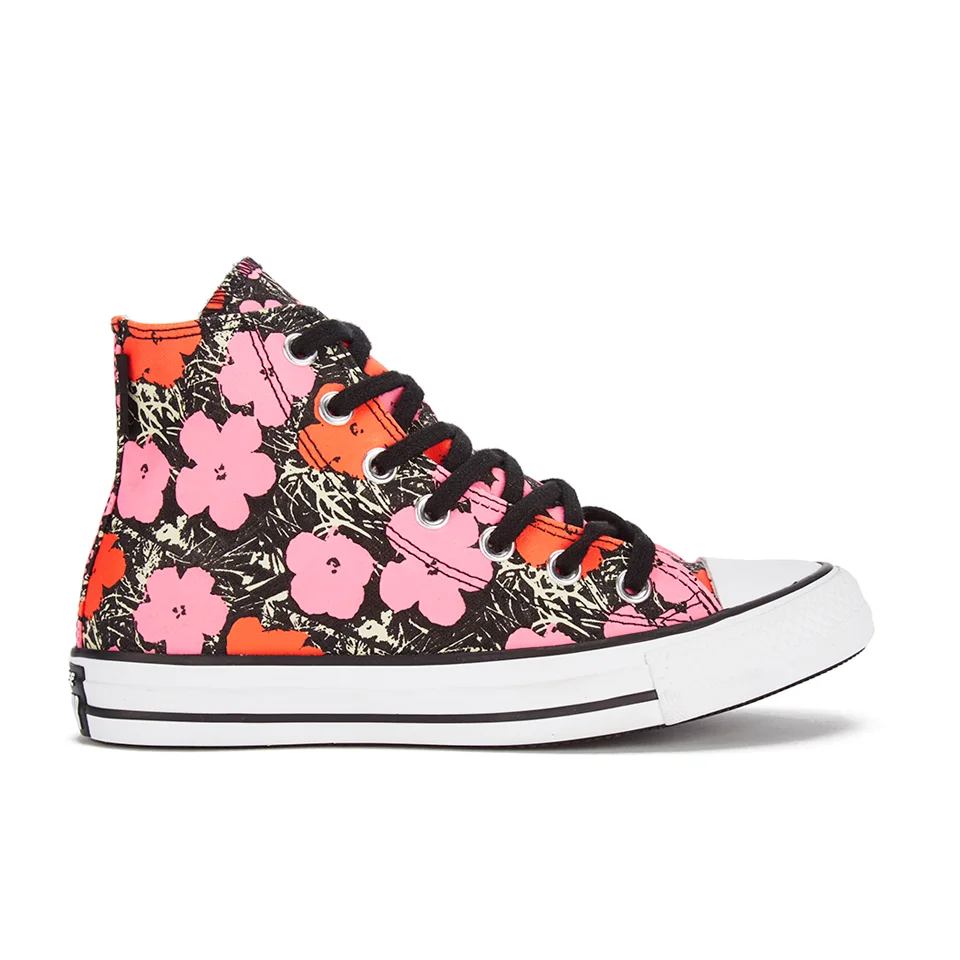 Converse Andy Warhol Chuck Taylor All Star Hi-Top Trainers - Poppy Red/Fuchsia Purple/White Image 1