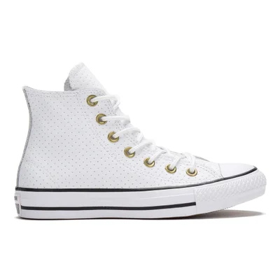 Converse Women's Chuck Taylor All Star Perforated Leather Hi-Top Trainers - White/Biscuit/Black