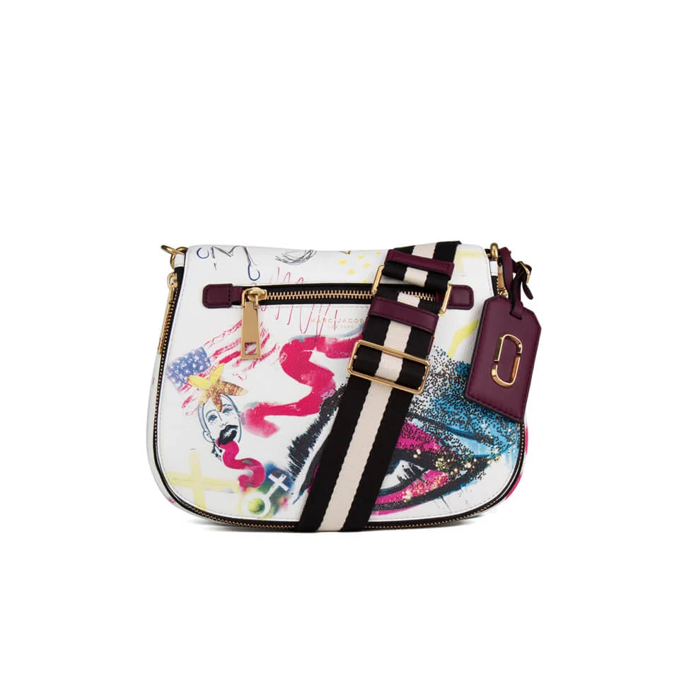 Marc By Marc Jacobs Women's Collage Printed Leather Saddle Bag - Off White/Multi Image 1