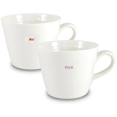 Keith Brymer Jones Mr and Mrs Bucket Mugs - Set of 2 - White