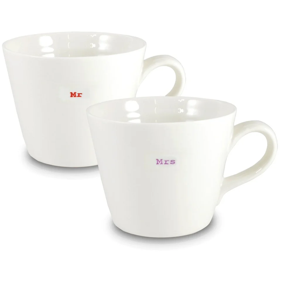 Keith Brymer Jones Mr and Mrs Bucket Mugs - Set of 2 - White Image 1