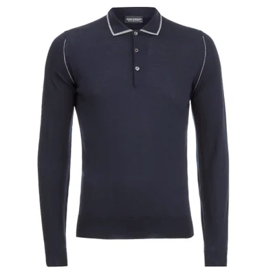 John Smedley Men's Lismore Merino Long Sleeve Polo Shirt - Midnight
