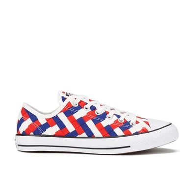 Converse Men's Chuck Taylor All Star Woven Canvas OX Trainers - White/Clematis Blue/Red