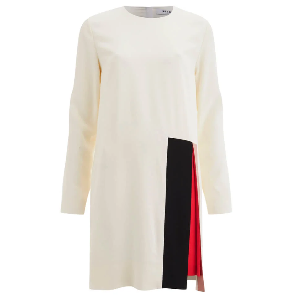 MSGM Women's Contrast Colour Insert Dress - White Image 1