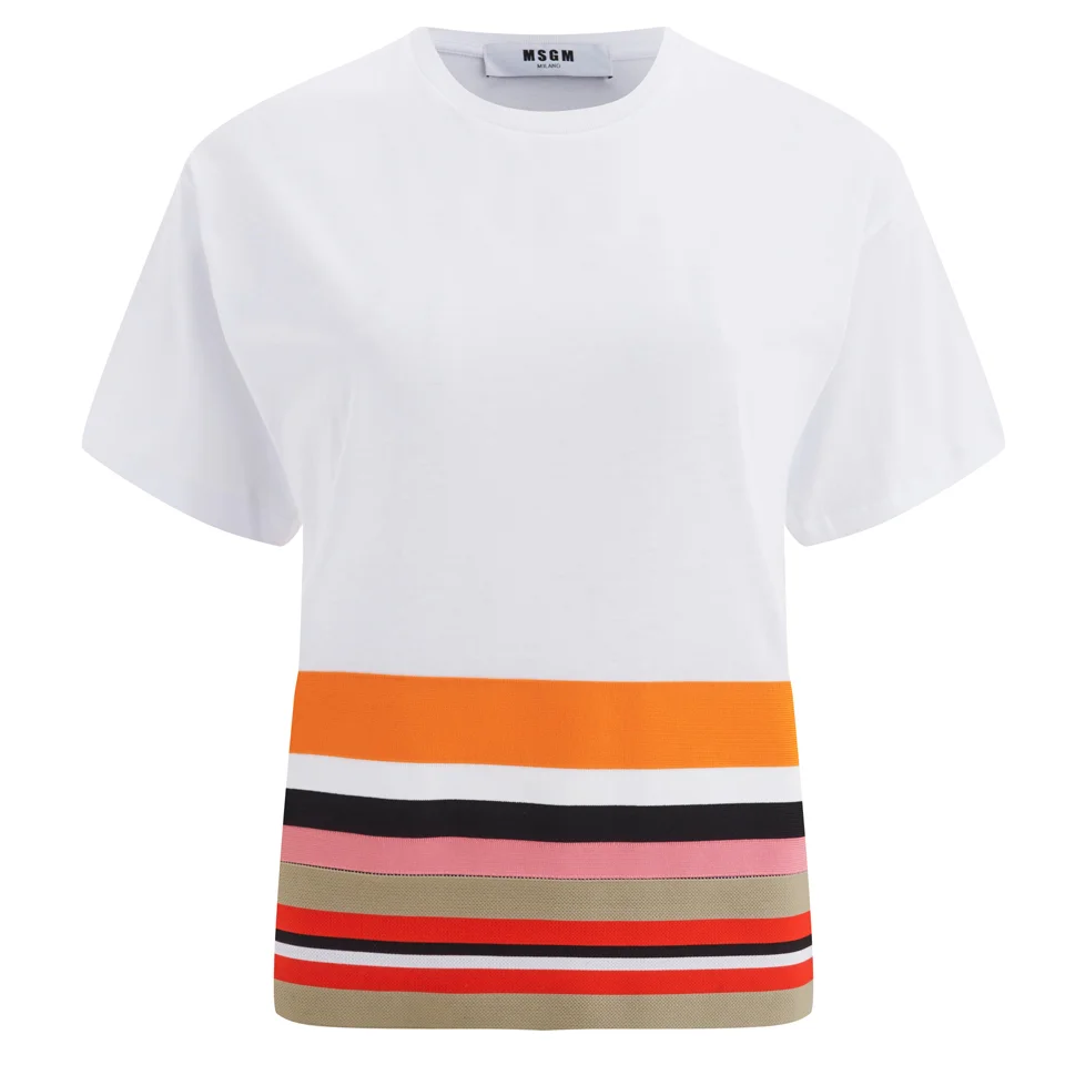MSGM Women's Striped T-Shirt - White Image 1