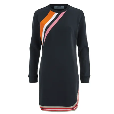 MSGM Women's Diagonal Stripe Dress - Black