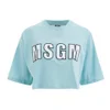 MSGM Women's Logo Cropped T-Shirt - Blue - Image 1