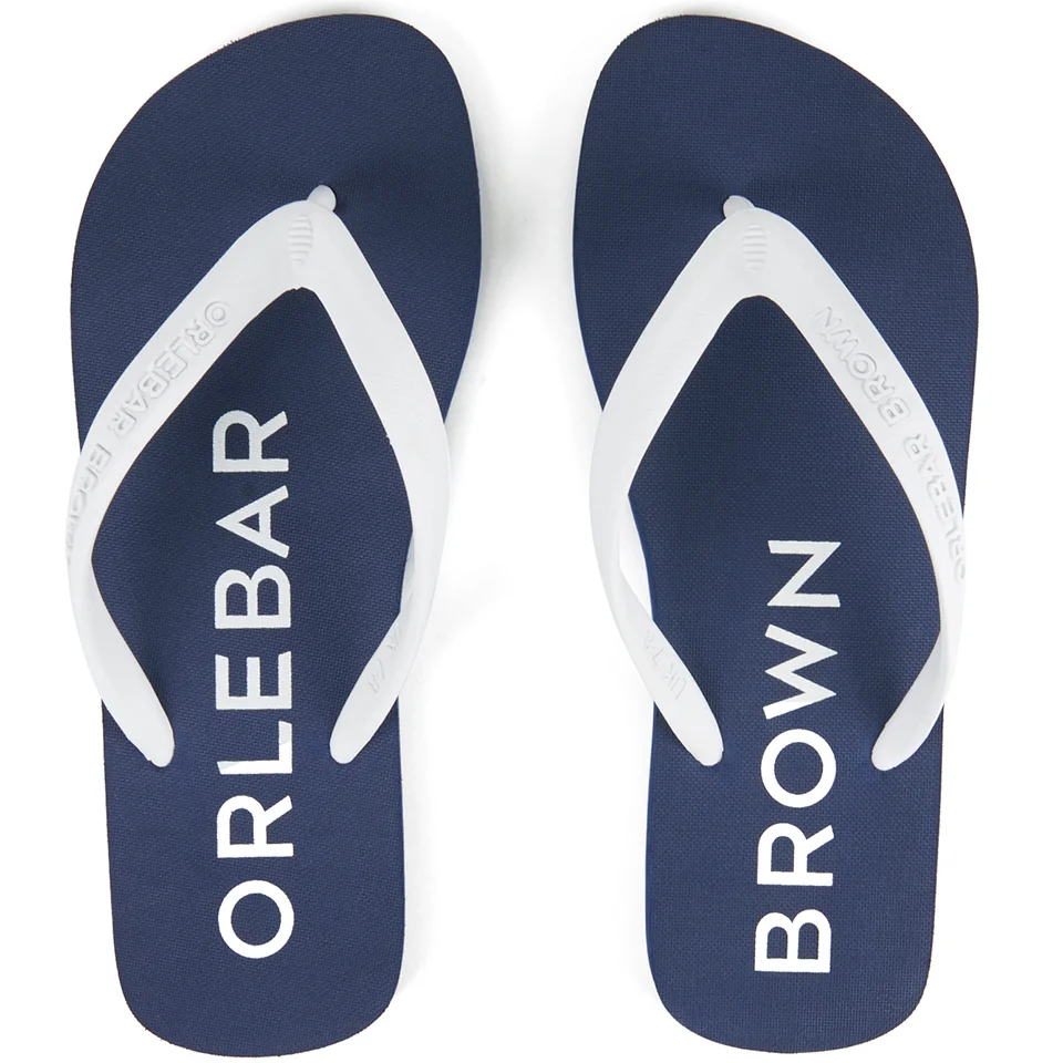 Orlebar Brown Men's Watson Flip Flops - Navy/White Image 1