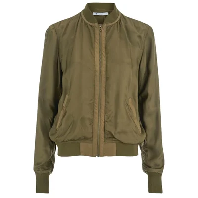 T by Alexander Wang Women's Washed Viscose Twill Bomber Jacket - Fatigue