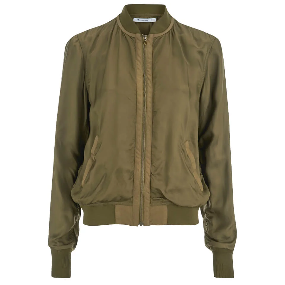 T by Alexander Wang Women's Washed Viscose Twill Bomber Jacket - Fatigue Image 1
