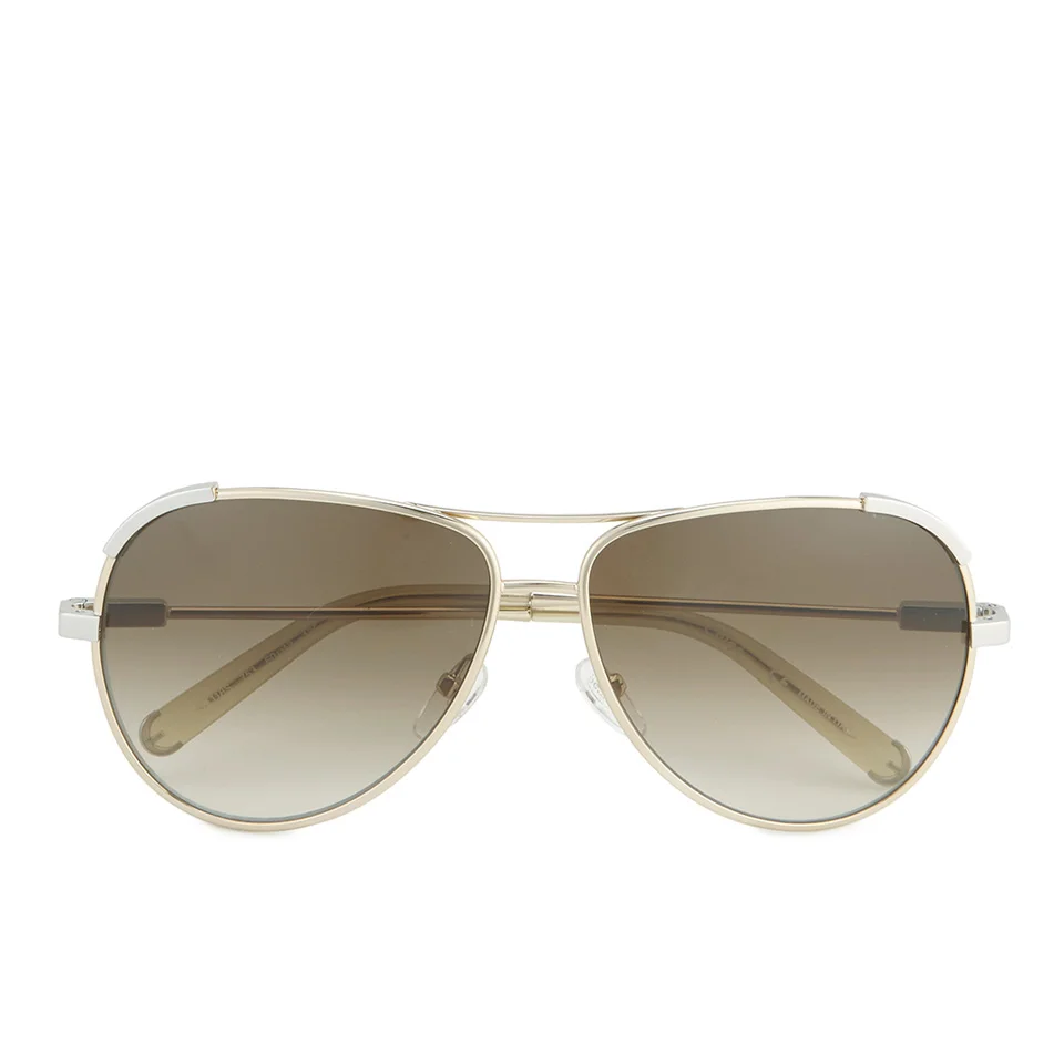 Chloe Women's Aviator Sunglasses - Light Gold/Beige Image 1