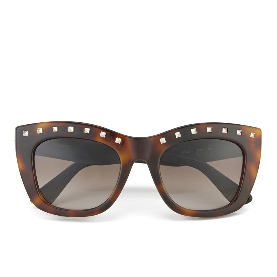 Valentino Women's Rockstud Square Frame Sunglasses - Dark Havana Image 1