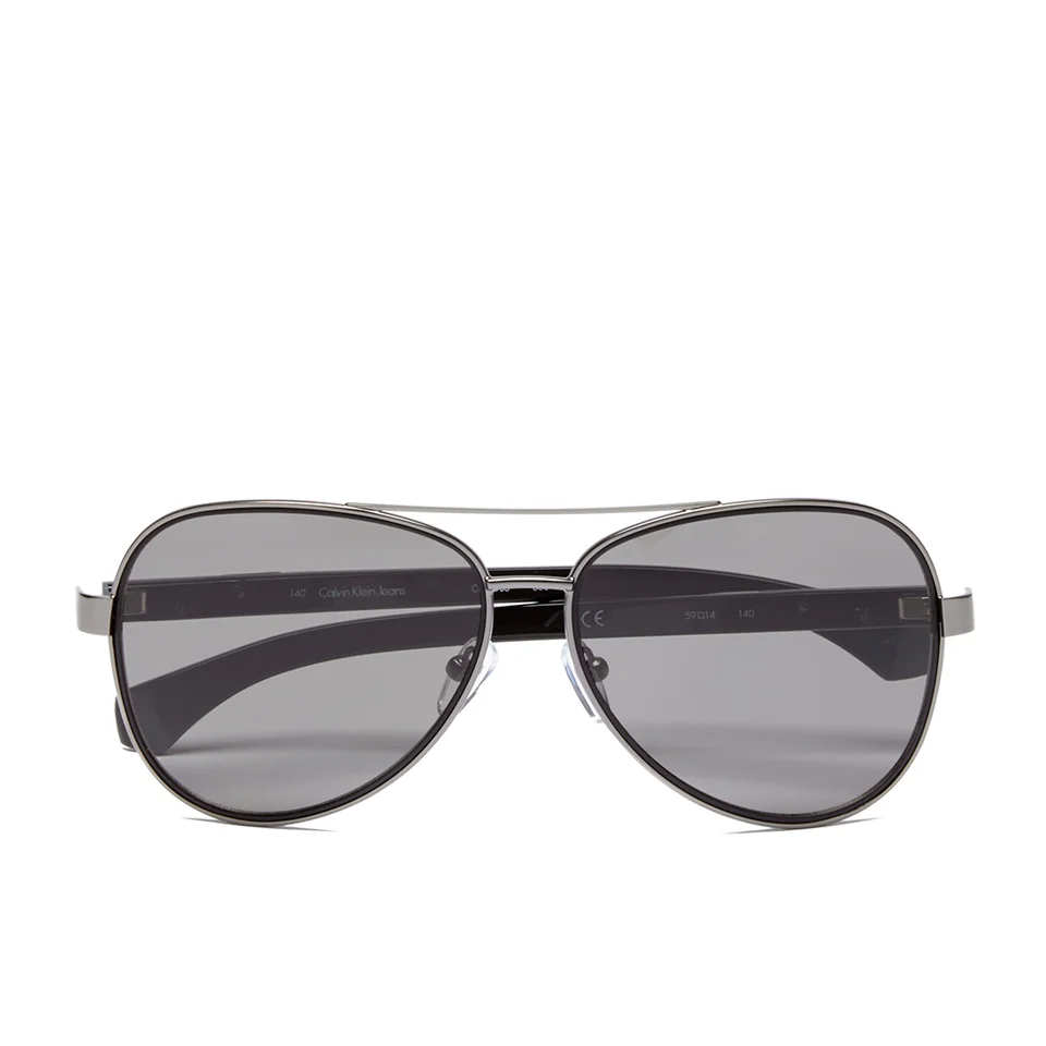 Calvin Klein Jeans Unisex Aviator Sunglasses - Gunmetal Image 1