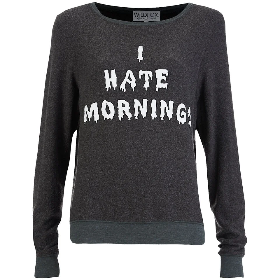 Wildfox Women's I Hate Mornings Baggy Beach Jumper - Dirty Black Image 1