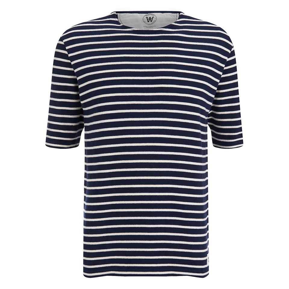 Wood Wood Men's Harry Knitted T-Shirt - Navy/Off White Image 1
