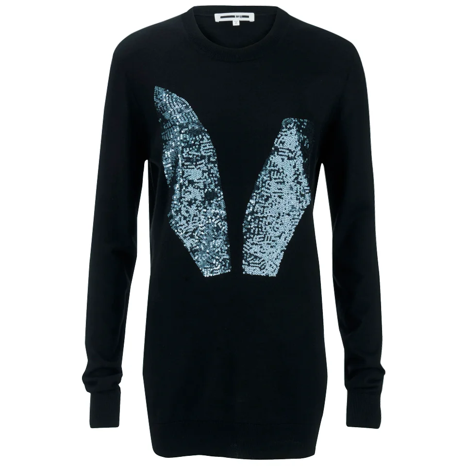 McQ Alexander McQueen Women's Sequin Bunny Crew Sweatshirt - Darkest Black Image 1