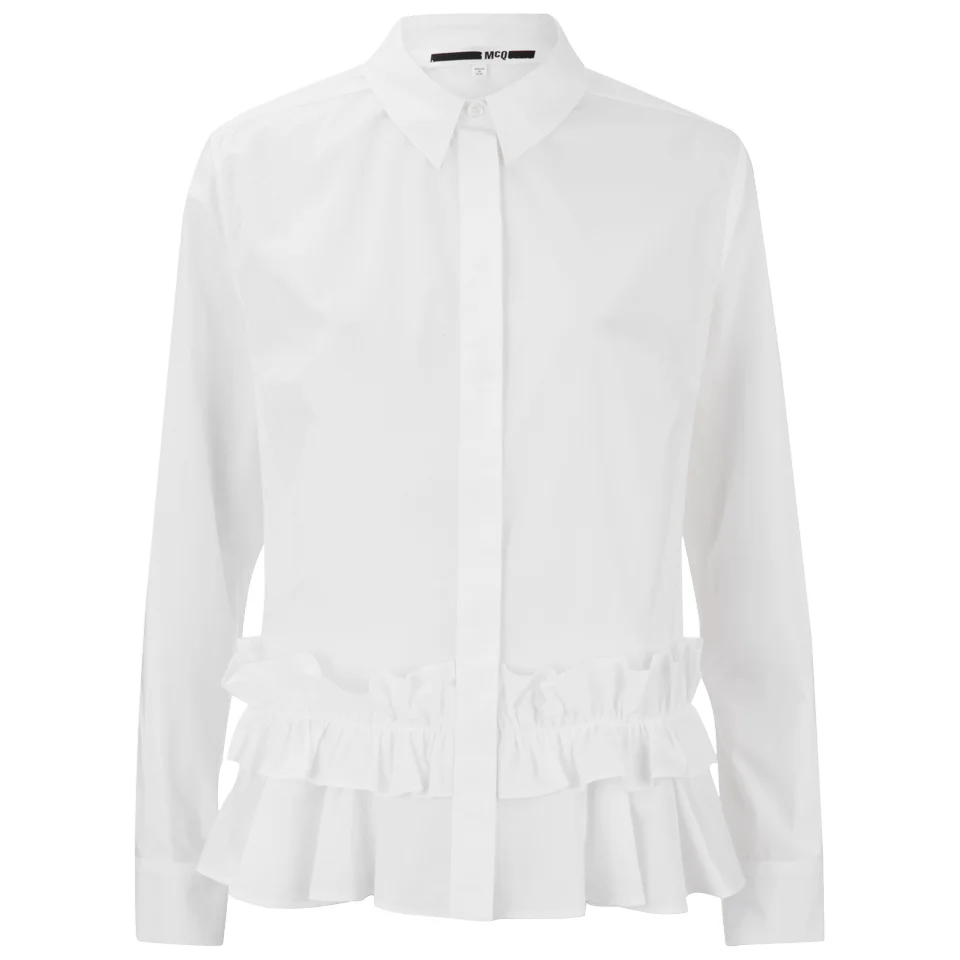 McQ Alexander McQueen Women's Peplem Ruffle Shirt - Optic White Image 1