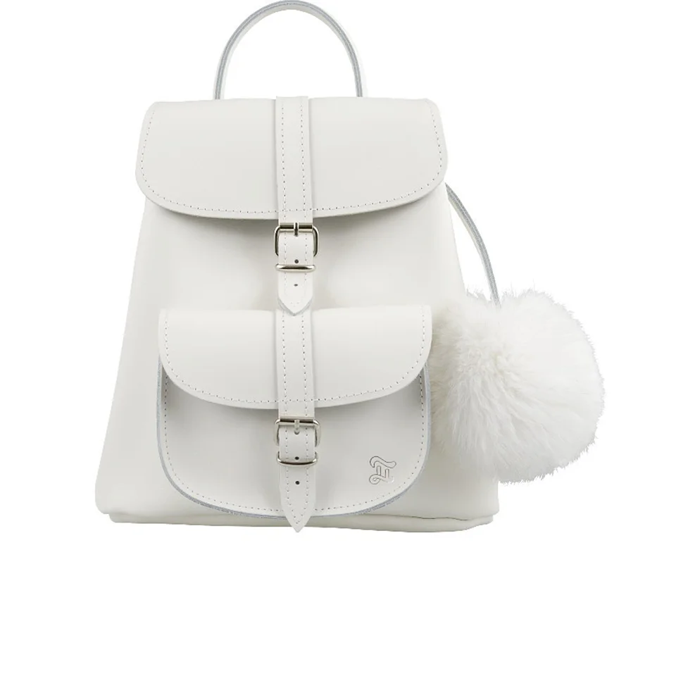 Grafea Women's Snowball Fur Pom Backpack - White Image 1