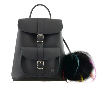 Grafea Women's Funky Fur Pom Backpack - Black