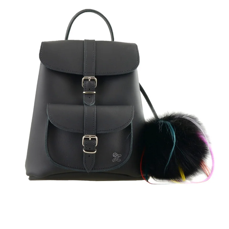 Grafea Women's Funky Fur Pom Backpack - Black Image 1