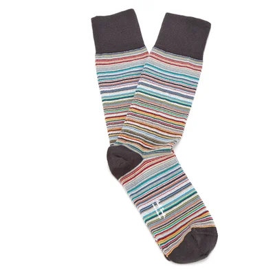 Paul Smith Accessories Men's Multi Stripe 3 Pack Socks - Sky Blue/Elephant Grey/Classic
