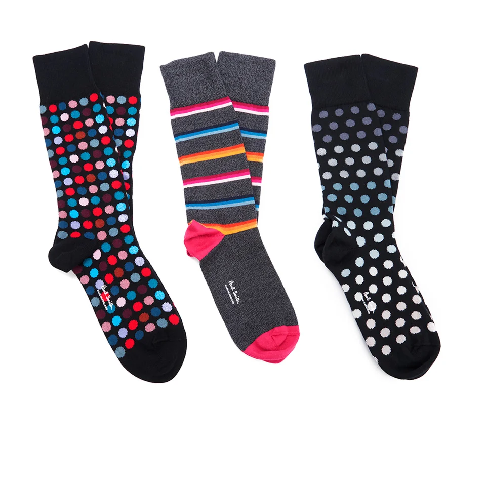Paul Smith Accessories Men's Stripe and Spot 3 Pack Socks - Multi Image 1