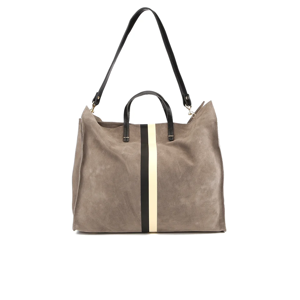 Clare V. Women's Supreme Simple Tote Bag - Dark Grey Suede with Black/White Stripes Image 1