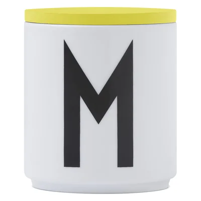 Design Letters Wooden Lid For Porcelain Cup - Yellow