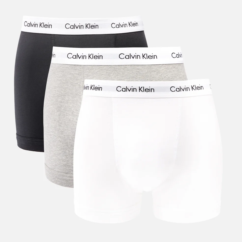 Calvin Klein Men's Cotton Stretch 3-Pack Trunks - Black/White/Grey Heather - S Image 1