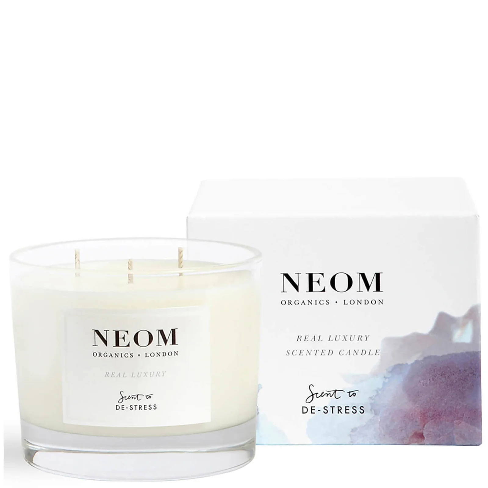 NEOM Real Luxury De-Stress Scented 3 Wick Candle Image 1