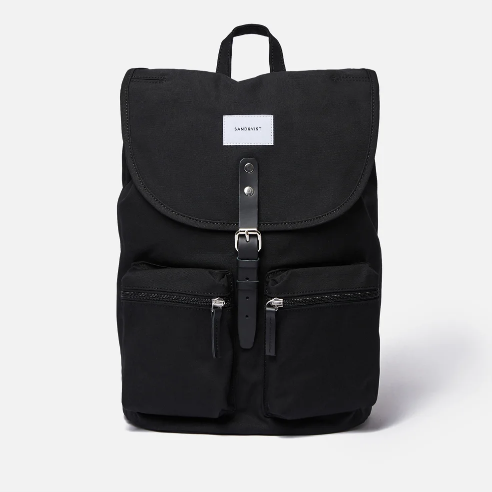 Sandqvist Roald Backpack - Black/Leather Trim Image 1