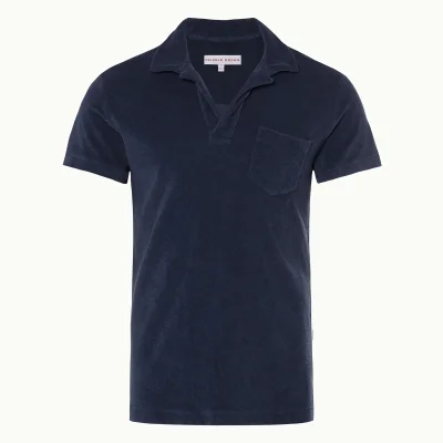 Orlebar Brown Men's Terry Towelling Polo Shirt - Navy
