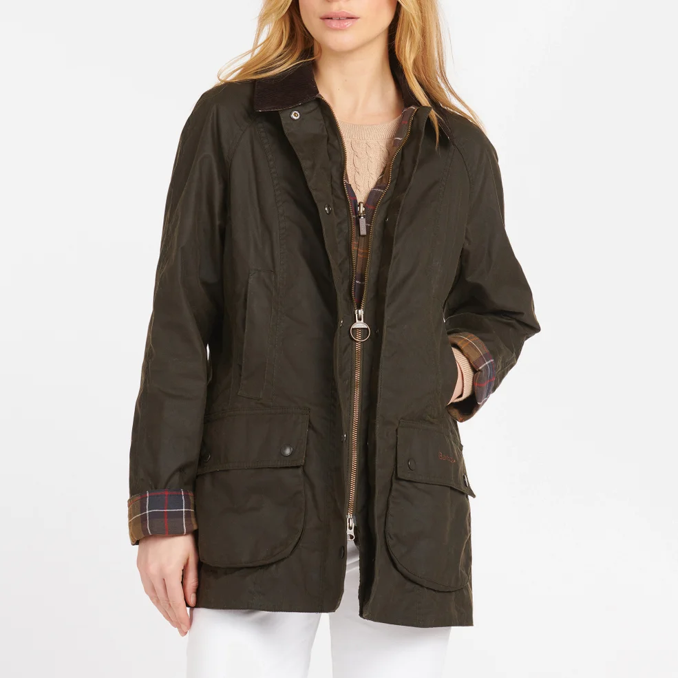 Barbour Women's Beadnell Wax Jacket - Olive Image 1