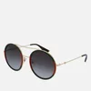 Gucci Women's Round Frame Sunglasses - Gold/Green - Image 1
