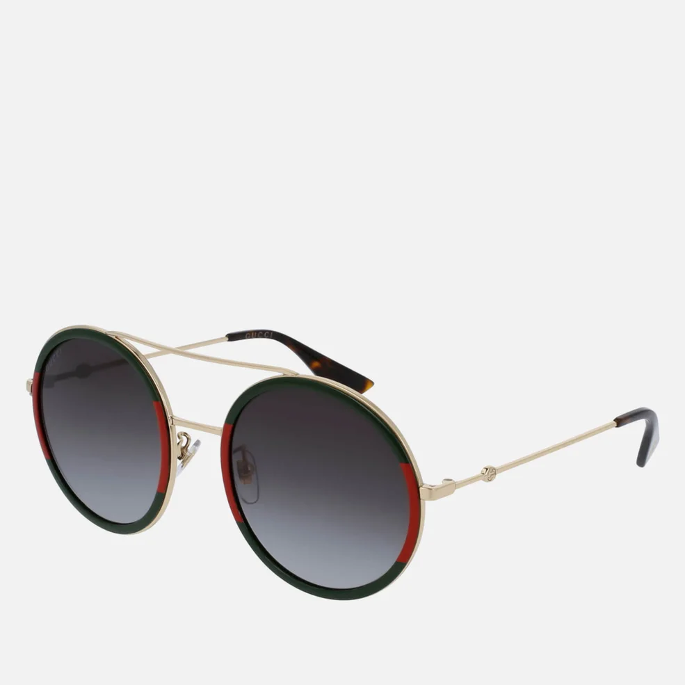 Gucci Women's Round Frame Sunglasses - Gold/Green Image 1