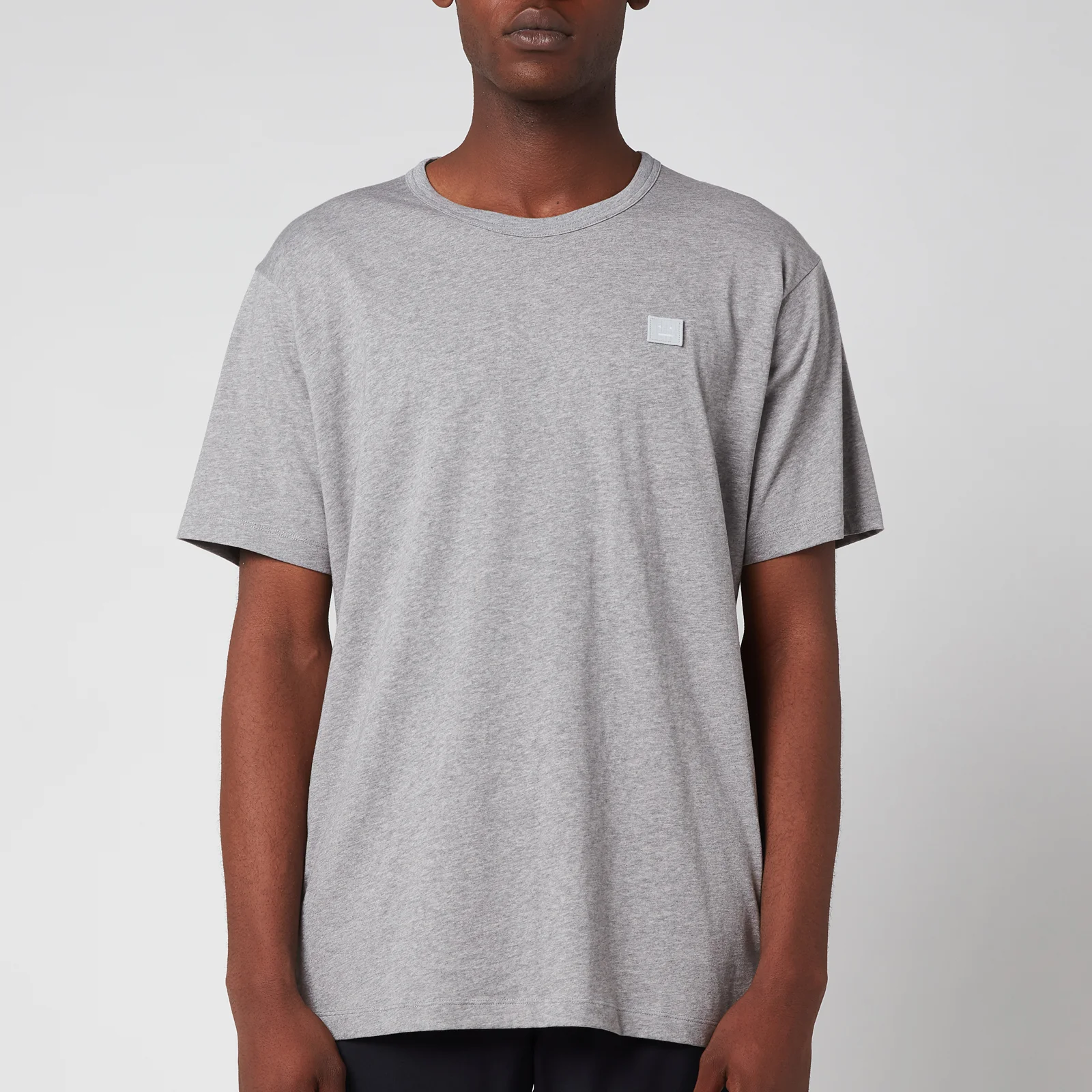 Acne Studios Men's Regular Fit Face Patch T-Shirt - Light Grey Melange Image 1