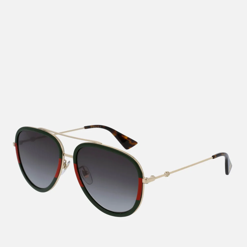 Gucci Women's Metal Aviator Sunglasses - Gold/Green Image 1