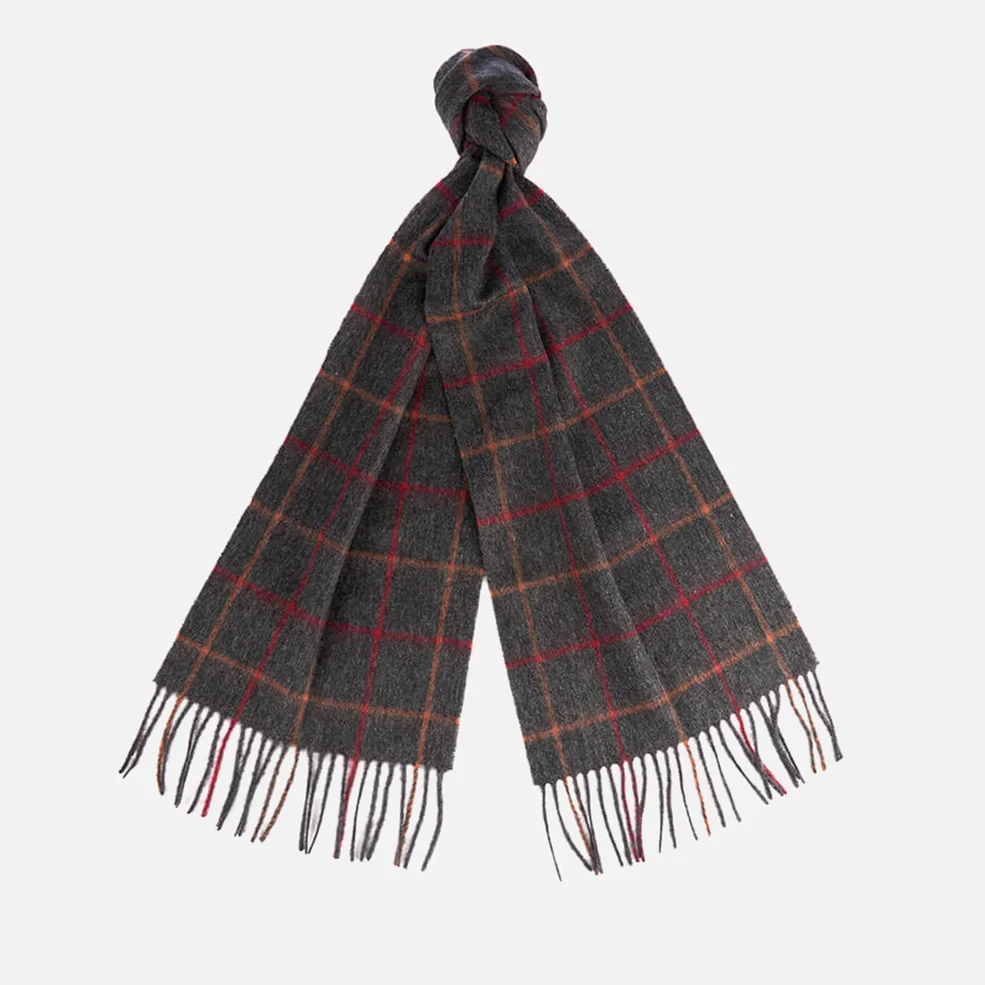 Barbour Heritage Men's Tattersall Lambswool Scarf - Charcoal/Red Image 1