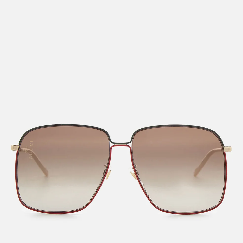 Gucci Women's Oversized Metal Frame Sunglasses - Gold/Brown Image 1