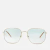 Gucci Women's Metal Square Frame Sunglasses - Gold/Green - Image 1