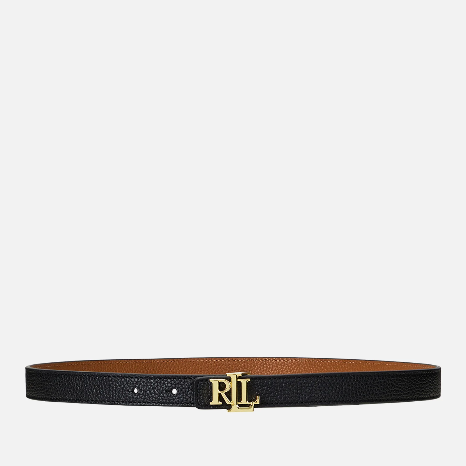 Lauren Ralph Lauren Women's Reversible 20 Skinny Belt - Black/Lauren Tan - L Image 1