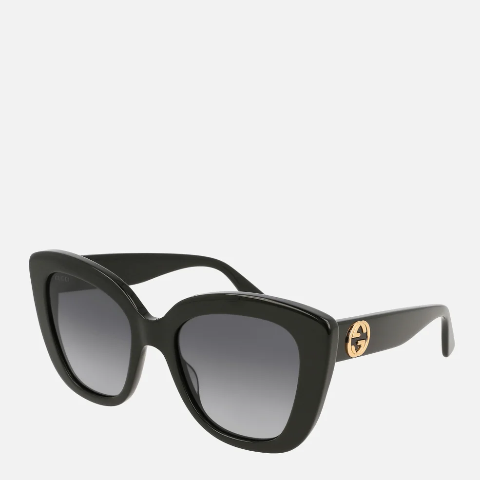 Gucci Women's Cat Eye Acetate Sunglasses - Black/Grey Image 1