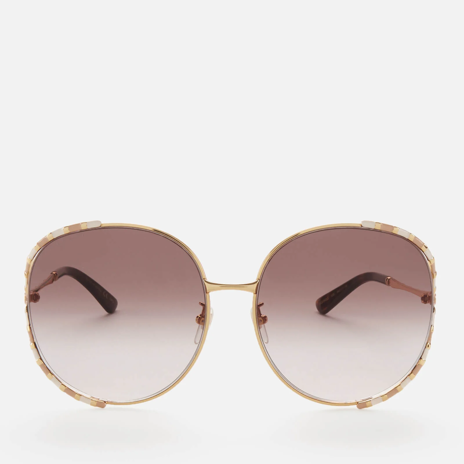 Gucci Women's Oversizsed Metal Frame Sunglasses - Gold/Brown Image 1