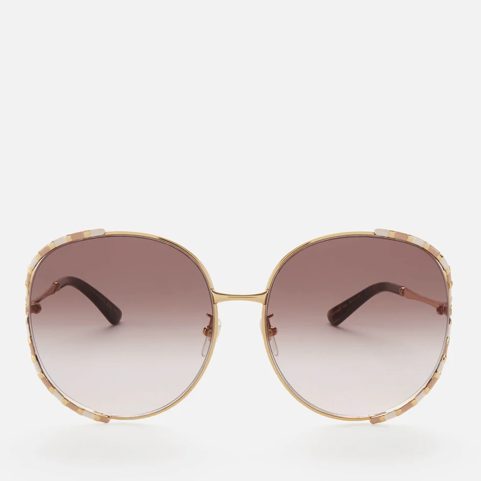 Gucci Women's Oversizsed Metal Frame Sunglasses - Gold/Brown Image 1