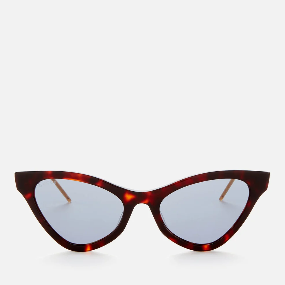 Gucci Women's Cat Eye Acetate Sunglasses - Havana/Blue Image 1
