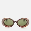 Gucci Women's Oval Diamante Acetate Sunglasses - Havana/Green - Image 1