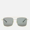 Gucci Men's Square Metal Aviator Sunglasses - Gold/Black/Grey - Image 1