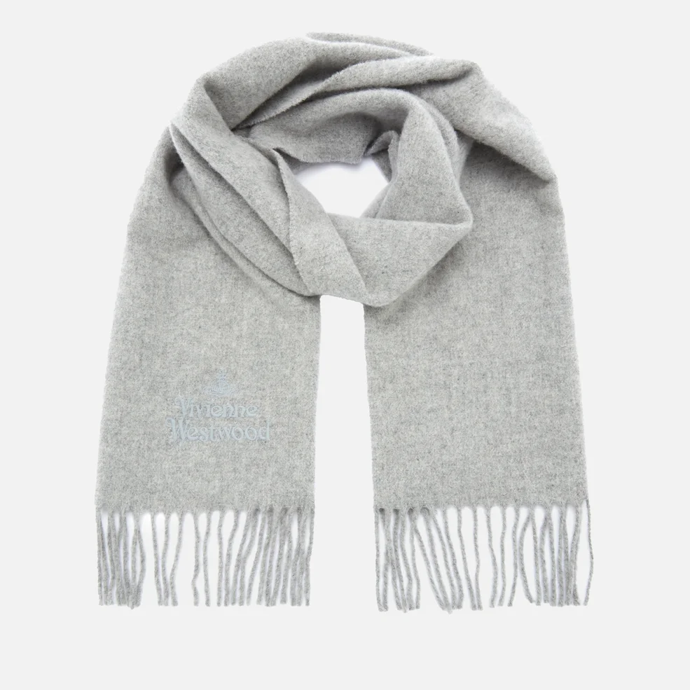 Vivienne Westwood Women's Embroidered Wool Scarf - Light Grey Image 1