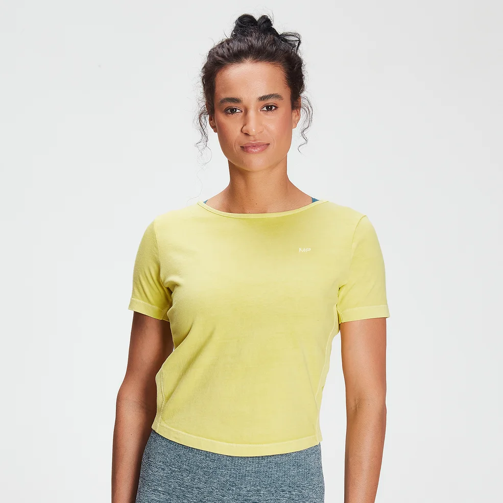 MP Women's Training Washed Tie Back T-shirt - Washed Yellow Image 1